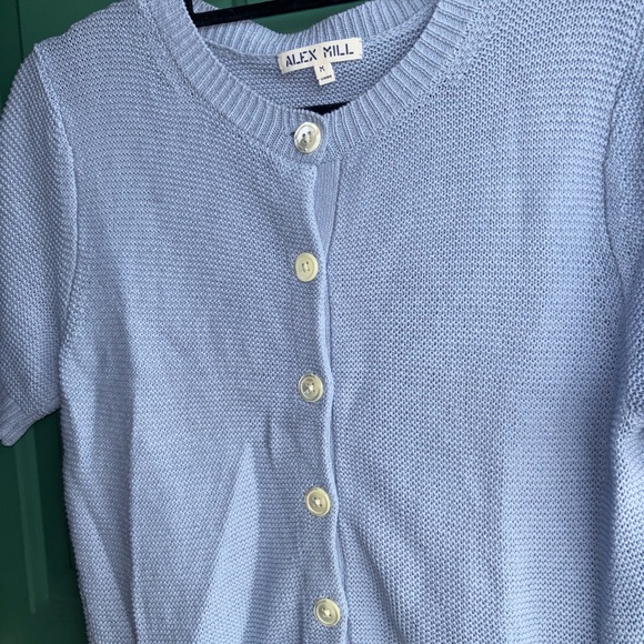 Alex Mill medium Light Blue Short Sleeve Cardigan - Picture 4 of 6